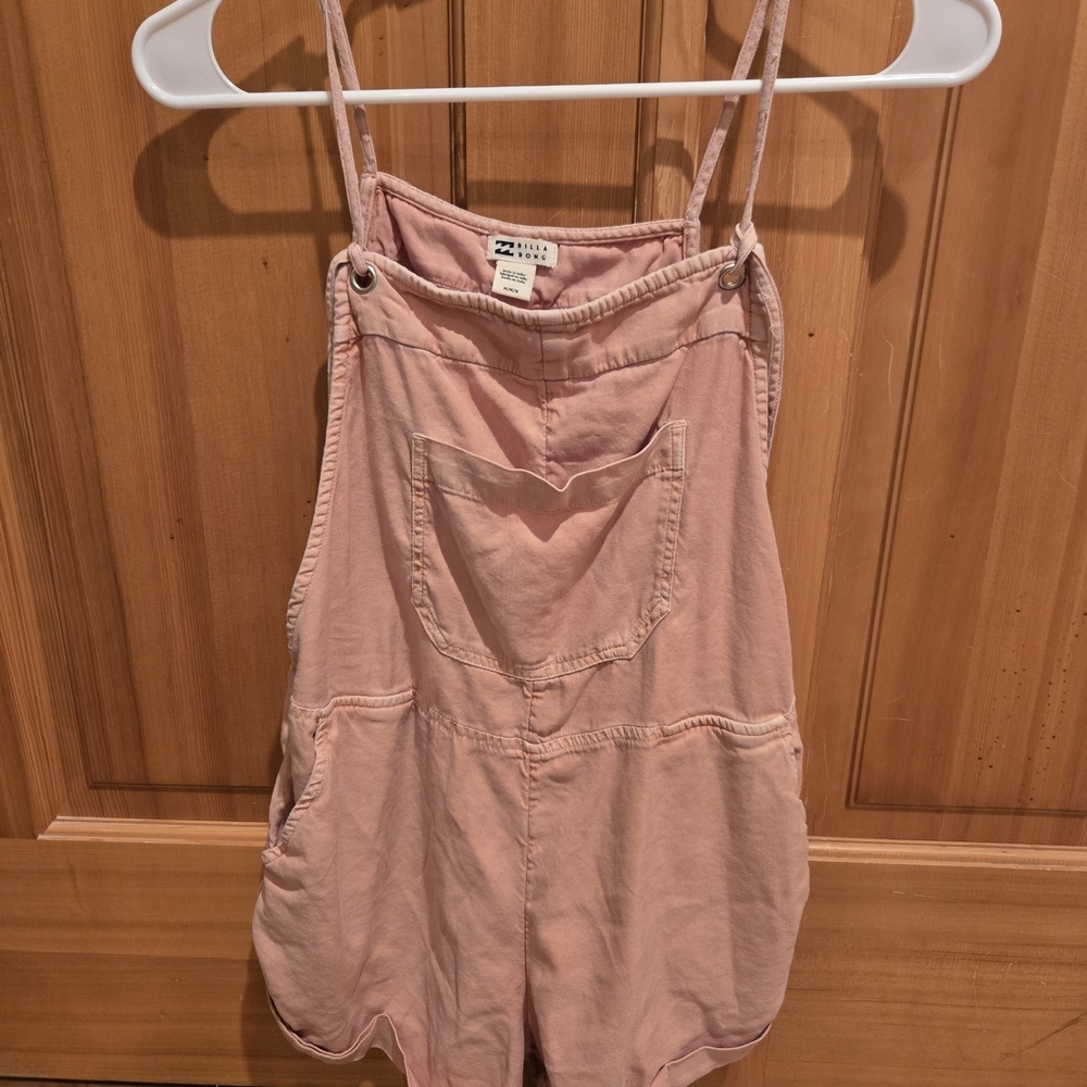 Billabong Pink Canvas Short Overalls